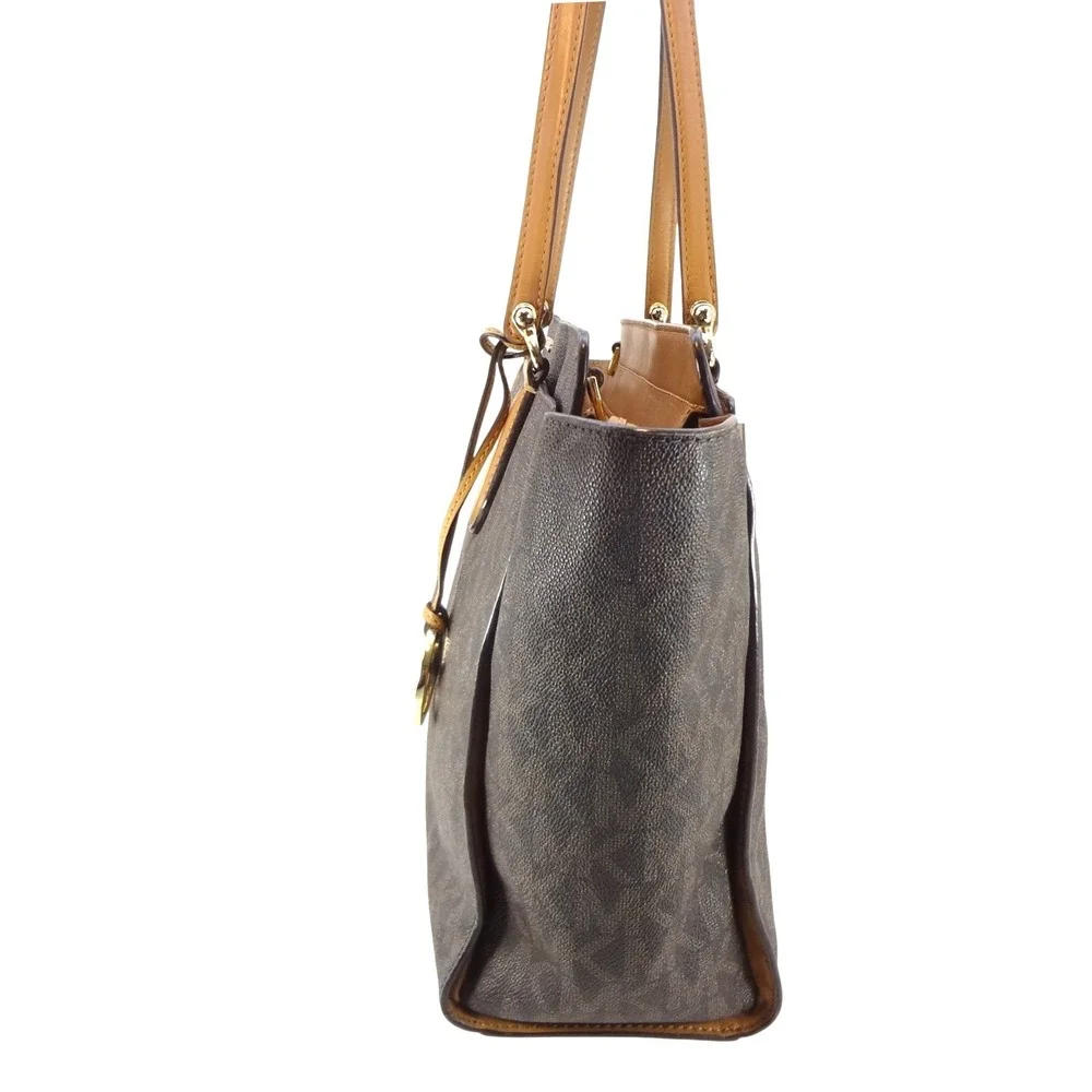 Michael Kors Tote Bag Large Brown Monogram Logo Coated Canvas Shoulder Bag